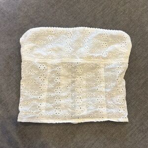 Edikted White Lace-Up Eyelet Top